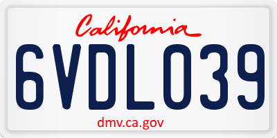 CA license plate 6VDL039