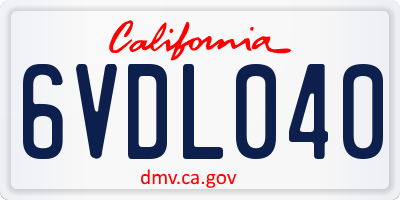 CA license plate 6VDL040