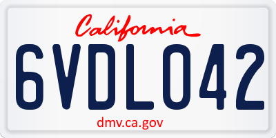 CA license plate 6VDL042