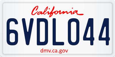 CA license plate 6VDL044