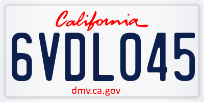 CA license plate 6VDL045