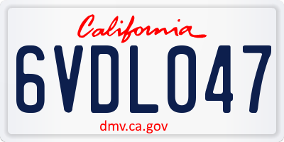 CA license plate 6VDL047