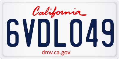 CA license plate 6VDL049