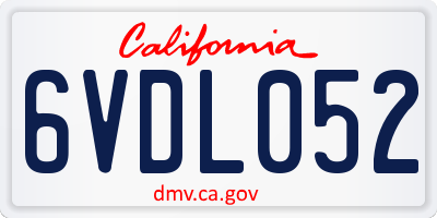 CA license plate 6VDL052