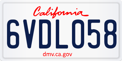 CA license plate 6VDL058