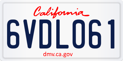 CA license plate 6VDL061