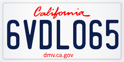 CA license plate 6VDL065