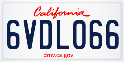 CA license plate 6VDL066