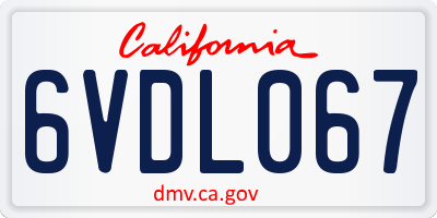 CA license plate 6VDL067
