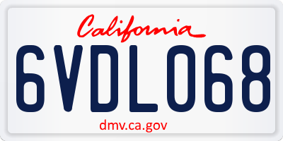 CA license plate 6VDL068