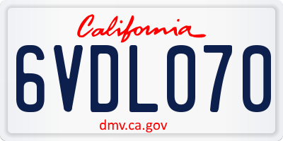 CA license plate 6VDL070