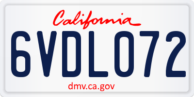 CA license plate 6VDL072
