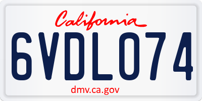 CA license plate 6VDL074
