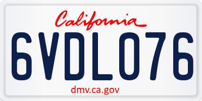 CA license plate 6VDL076