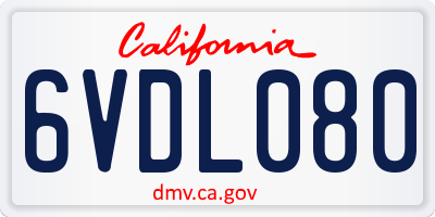CA license plate 6VDL080