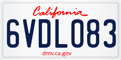 CA license plate 6VDL083