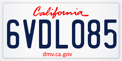 CA license plate 6VDL085