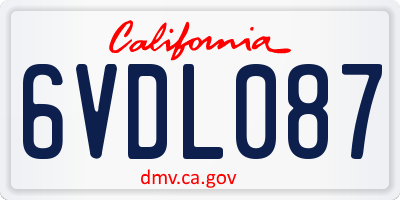 CA license plate 6VDL087