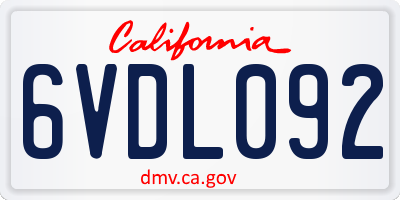 CA license plate 6VDL092