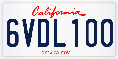 CA license plate 6VDL100