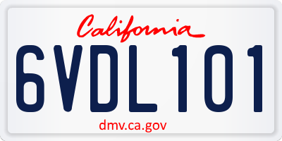 CA license plate 6VDL101