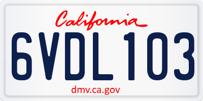 CA license plate 6VDL103