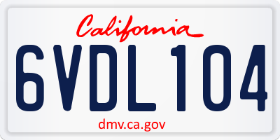 CA license plate 6VDL104