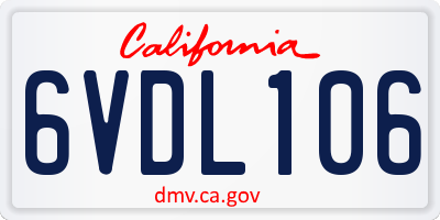CA license plate 6VDL106
