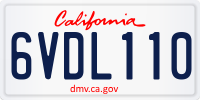 CA license plate 6VDL110