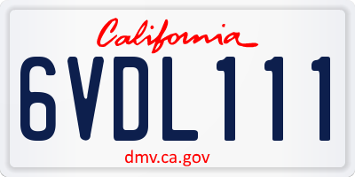 CA license plate 6VDL111