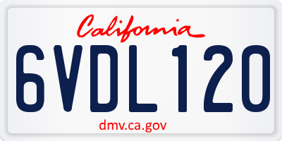 CA license plate 6VDL120