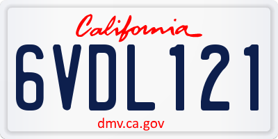 CA license plate 6VDL121