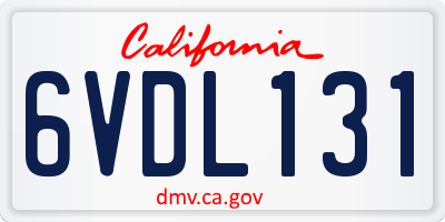 CA license plate 6VDL131