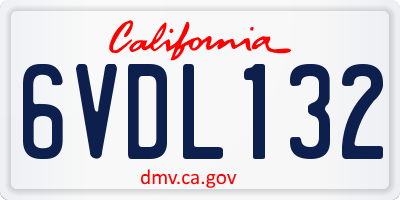 CA license plate 6VDL132