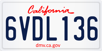 CA license plate 6VDL136