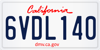 CA license plate 6VDL140