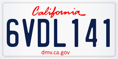 CA license plate 6VDL141