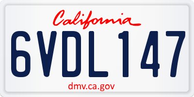 CA license plate 6VDL147