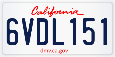 CA license plate 6VDL151