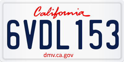 CA license plate 6VDL153