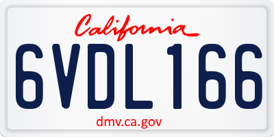 CA license plate 6VDL166