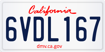 CA license plate 6VDL167
