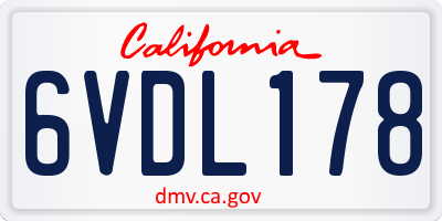 CA license plate 6VDL178
