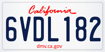 CA license plate 6VDL182