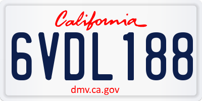 CA license plate 6VDL188