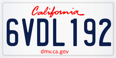CA license plate 6VDL192