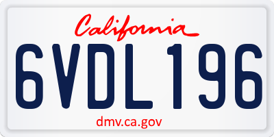 CA license plate 6VDL196