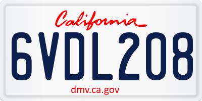 CA license plate 6VDL208