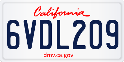 CA license plate 6VDL209