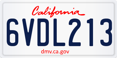 CA license plate 6VDL213